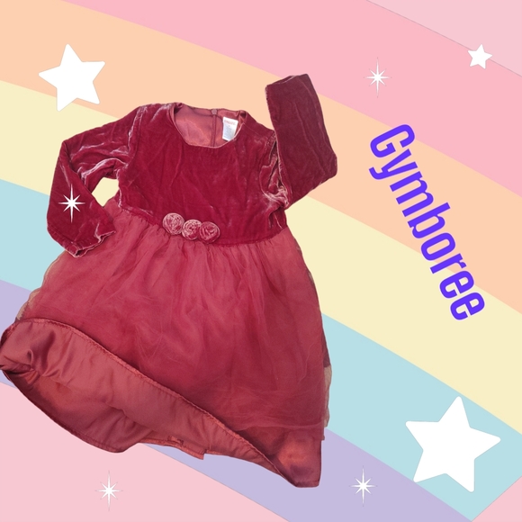 *0016 Gymboree velour holiday dress Girls 4 - Picture 1 of 2